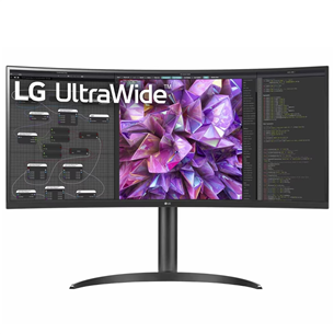 LG UltraWide WQ75C, 34'', QHD, LED IPS, USB-C, melna - Izliekts monitors 34WQ75C-B