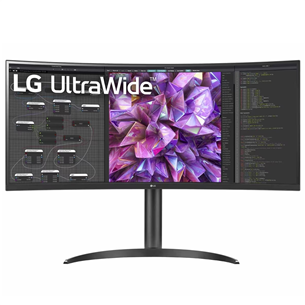 LG UltraWide WQ75C, 34'', QHD, LED IPS, USB-C, melna - Izliekts monitors