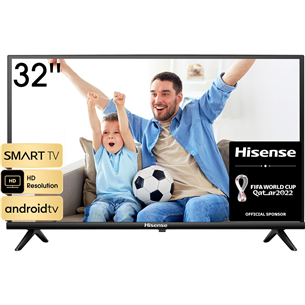 Hisense 32A4HA, 32", HD, LED LCD, sānu statīvs, melna - Televizors 32A4HA