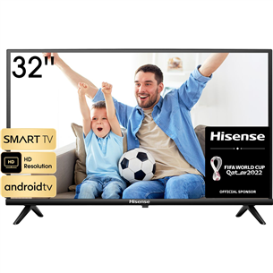 Hisense 32A4HA, 32", HD, LED LCD, sānu statīvs, melna - Televizors