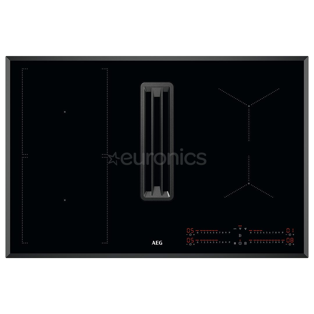 AEG 6000 Bridge, platums 80 cm, melna - Iebūvējama indukcijas plīts virsma ar tvaika nosūcēju