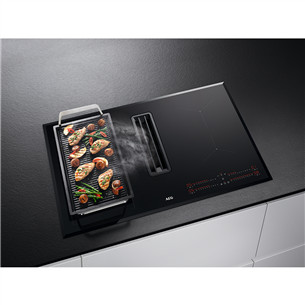 AEG 6000 Bridge, platums 80 cm, melna - Iebūvējama indukcijas plīts virsma ar tvaika nosūcēju