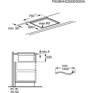 AEG 6000 Bridge, 80 см, черный - Интегрируемая индукционная варочная панель с вытяжкой