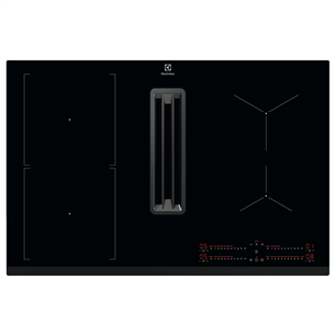 Electrolux 600 Bridge, platums 78 cm, melna - Iebūvējama indukcijas plīts virsma ar tvaika nosūcēju KCC83443