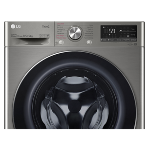 LG, Slim Steam, 8.5 kg / 5 kg, depth 47.5 cm, 1200 rpm, silver - Washer-Dryer Combo