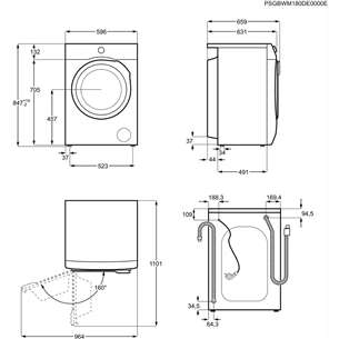 AEG 7000 Series, 9 кг, глубина 63,1 см, 1600 об/мин, белый - Стиральная машина с передней загрузкой