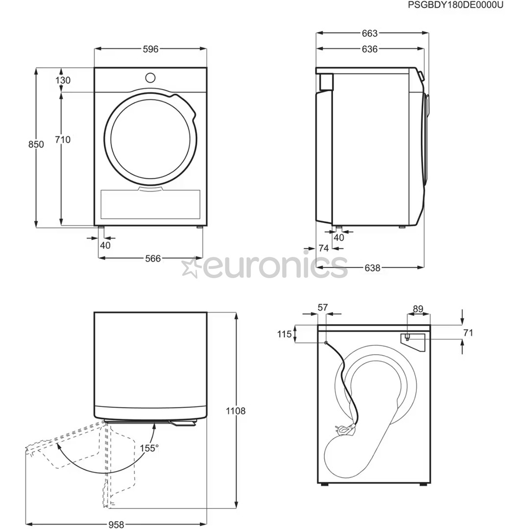 AEG 9000 Series, heat pump, 9 kg, depth 63.8 cm - Clothes Dryer