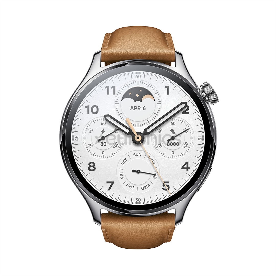 Xiaomi Watch S1 Pro, серебристый/коричневый ремешок - Умные спортивные часы