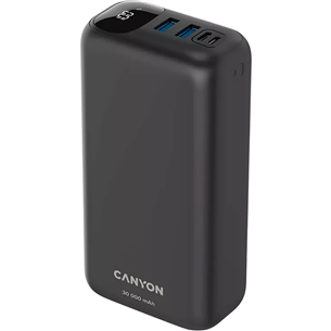 Canyon PB-301, 30 000 mAh, USB-A, USB-C, melna - Portatīvais barošanas avots CNE-CPB301B