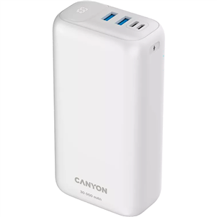 Canyon PB-301, 30 000 mAh, USB-A, USB-C, balta - Portatīvais barošanas avots CNE-CPB301W