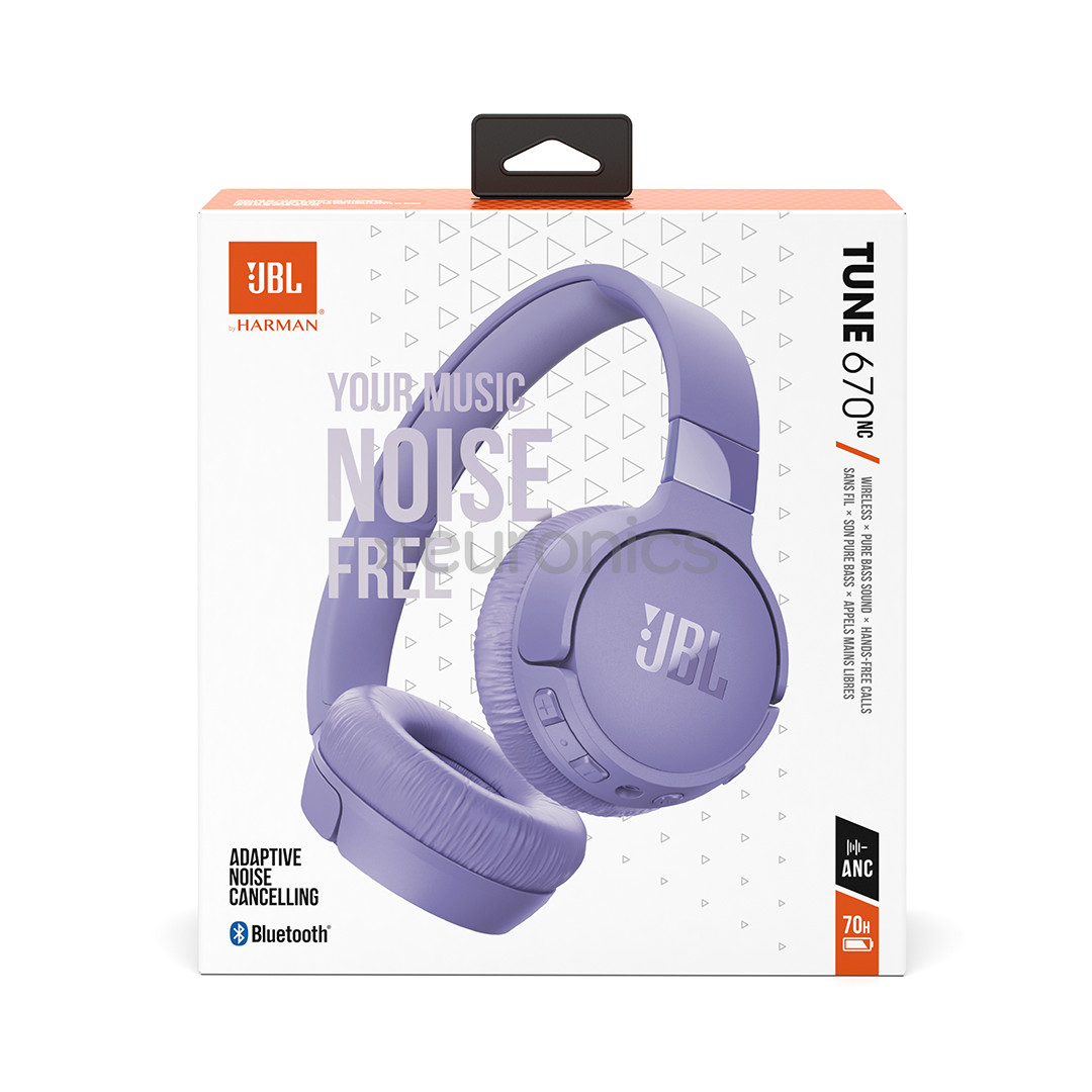 JBL Tune 670NC, adaptive noise cancelling, purple - Wireless on-ear headphones