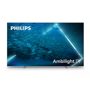 Philips OLED707, 55", 4K UHD, OLED, боковые ножки, серебристый - Телевизор