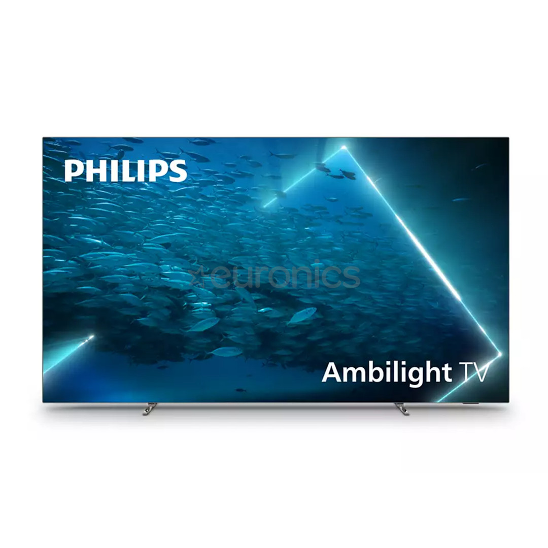 Philips OLED707, 65", 4K UHD, OLED, боковые ножки, серебристый - Телевизор