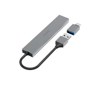 Hama USB Hub, 4x USB 3.2 Gen 1, адаптер USB-C, серый - USB-хаб