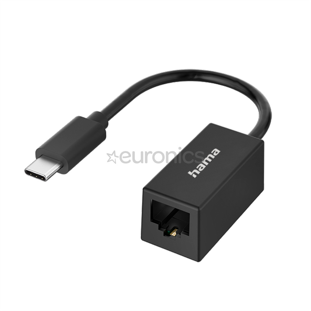 Hama Network Adapter, USB-C -> LAN, black - Adapter