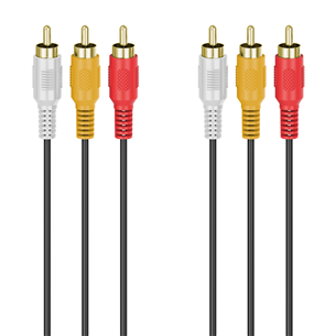 Hama Audio-Video, 3 RCA - 3 RCA, gold-plated, 3 m, melna - Vads 00305014