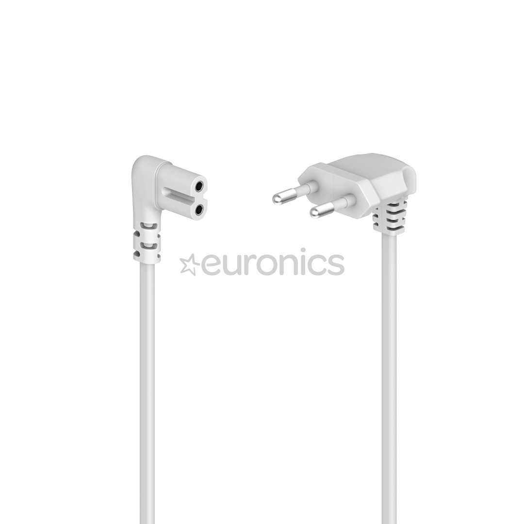 Hama Power Cord, 2-pin, angled, 3 m, white - Power cable