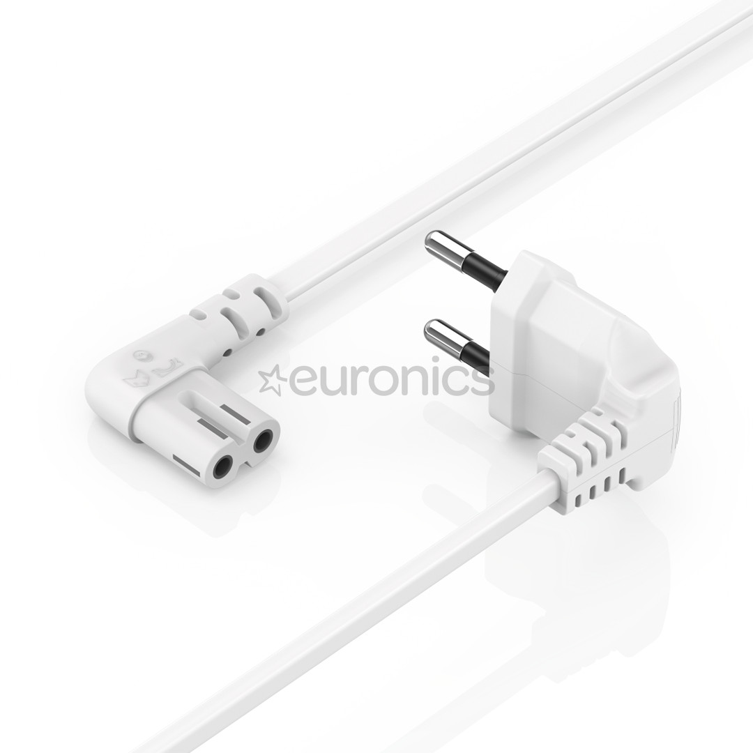 Hama Power Cord, 2-pin, angled, 3 m, white - Power cable