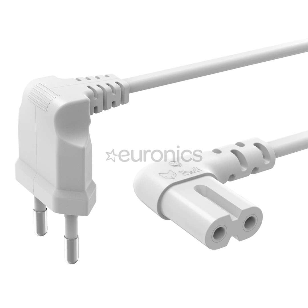 Hama Power Cord, 2-pin, angled, 3 m, white - Power cable