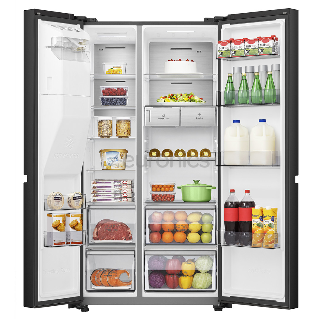 Hisense, No Frost, Water & Ice dispenser, 632 L, 179 cm, melna - SBS ledusskapis