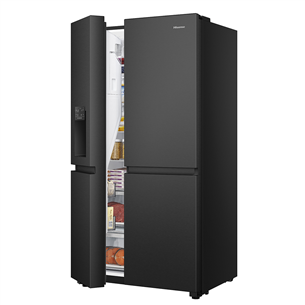 Hisense, No Frost, Water & Ice dispenser, 632 L, 179 cm, melna - SBS ledusskapis