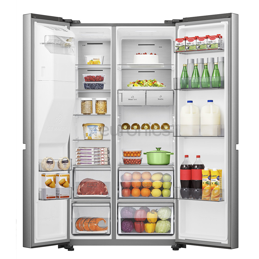 Hisense, No Frost, Water & Ice dispenser, 632 L, 179 cm, nerūsējošā tērauda - SBS ledusskapis