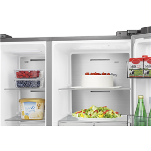 Hisense, No Frost, Water & Ice dispenser, 632 L, 179 cm, nerūsējošā tērauda - SBS ledusskapis