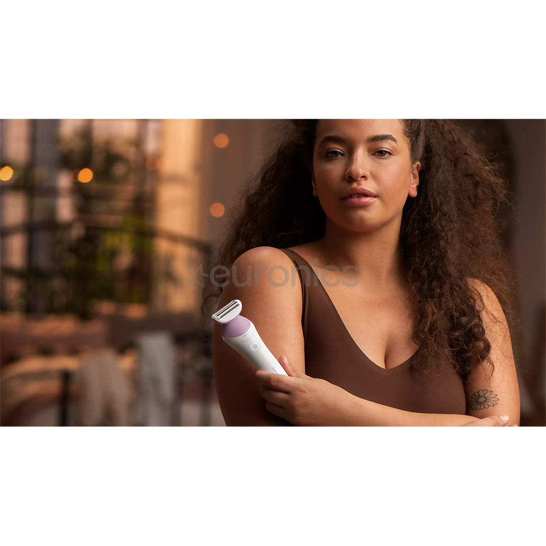 Philips Lady Shaver 6000, Wet & Dry, balta/violeta - Skuveklis sievietēm