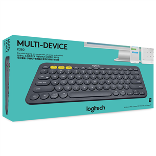 Logitech K380 Slim Multi-Device, US, melna - Bezvadu klaviatūra