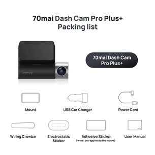 70mai Dash Cam Pro Plus+, melna - Videoreģistrators