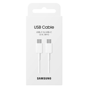 Samsung, USB-C - USB-C, 3 A, 1.8 m, white - Cable