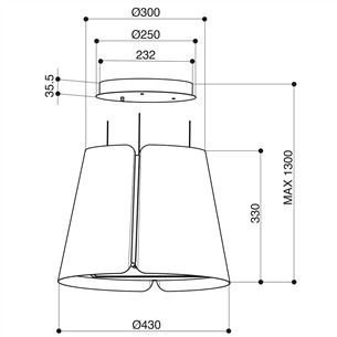Faber BEAT BK MATT F45, 740 m³/h, melna - Tvaika nosūcējs