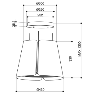 Faber BEAT BK MATT F45, 740 m³/h, black - Island cooker hood