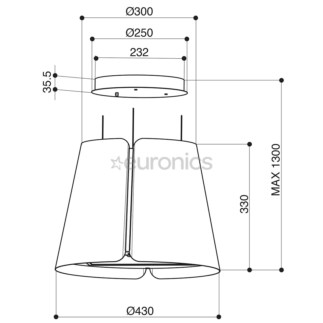 Faber BEAT WH MATT F45, 740 m³/h, balta - Tvaika nosūcējs