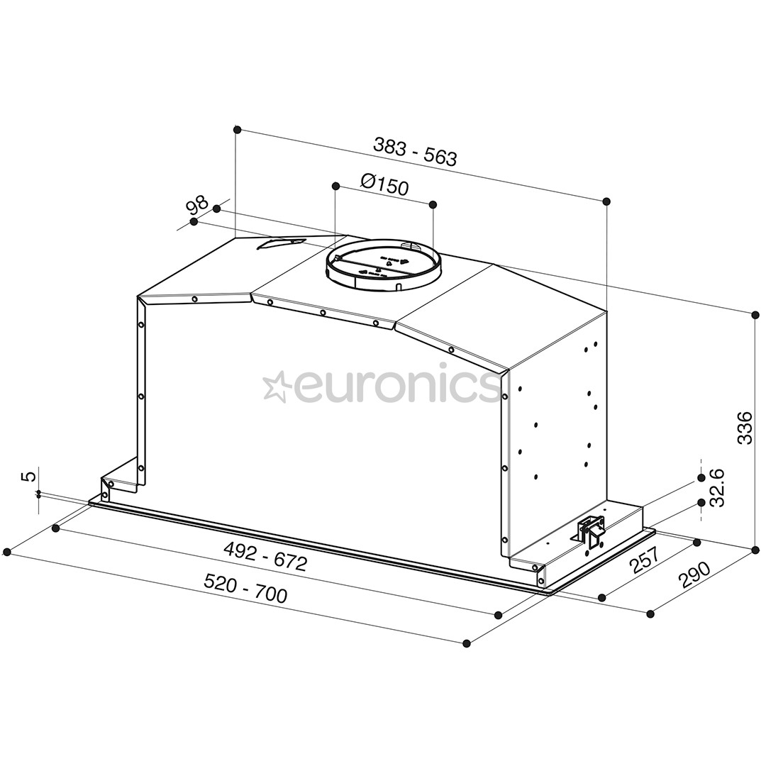 Faber BI-AIR KL A52, 670 м³/ч, нерж. сталь - Интегрируемая вытяжка