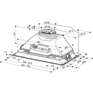 Faber INKA SMART HC X A52, 390 m³/h, nerūsējošā tērauda - Iebūvējams tvaika nosūcējs