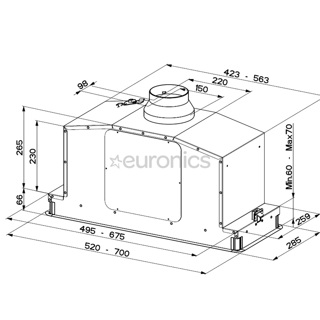 Faber IN-LIGHT BK MATT KL A52, 710 m³/h, melna - Iebūvējams tvaika nosūcējs