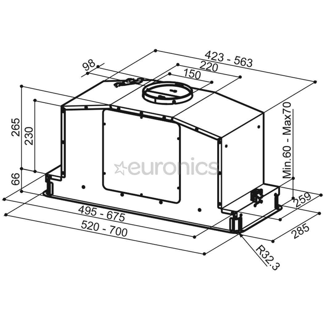 Faber IN-LIGHT WH MATT KL A52, 710 м³/ч, матовый белый - Интегрируемая вытяжка