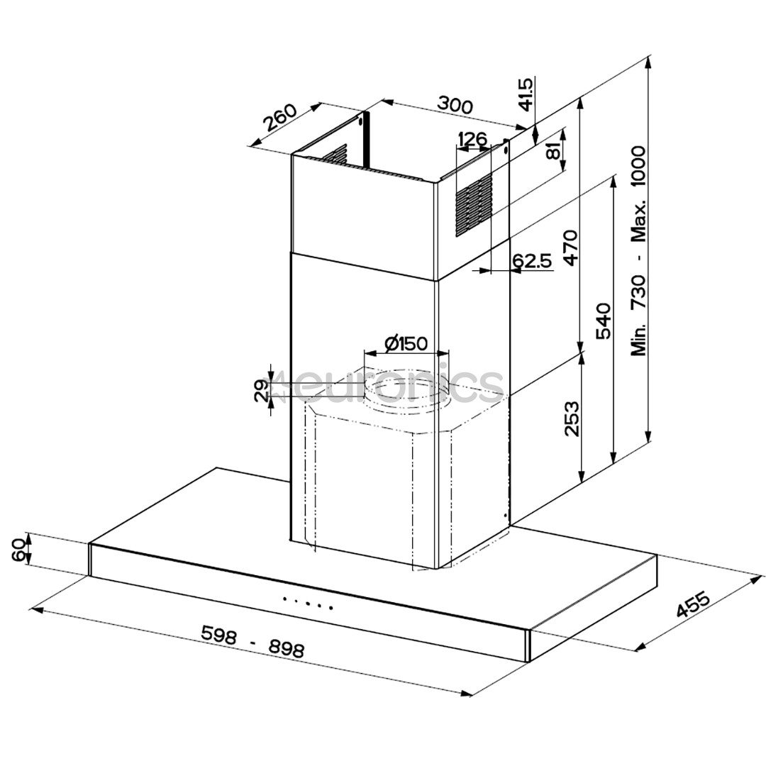 Faber STILO GLASS SMART A60, 710 м³/ч, нерж. сталь - Вытяжка
