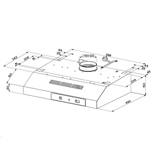 Faber 741 BASE W A50, 295 m³/h, white - Cooker hood