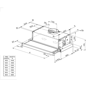 Faber FLEXA NG HIP AM/X A60, 420 m³/h, pelēka - Iebūvējams tvaika nosūcējs