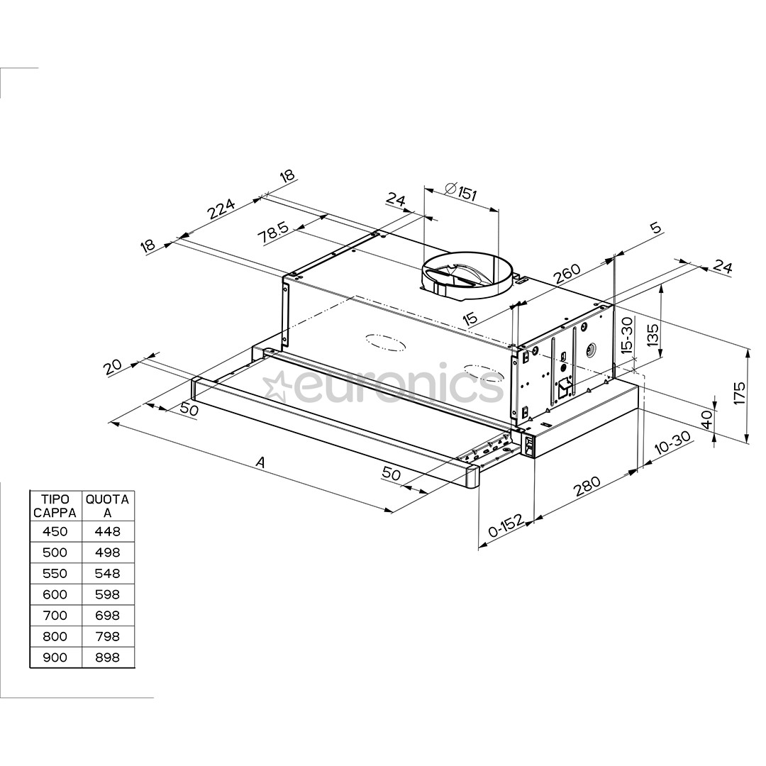 Faber FLEXA NG GLASS LUX BK A60, 420 м³/ч, черный - Интегрируемая вытяжка