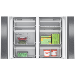 Bosch Series 4, No Frost, 605 л, высота 183 см, черная нерж. сталь - SBS-холодильник