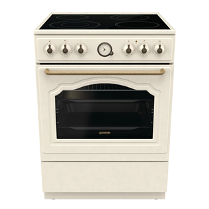 Gorenje, 11 функций, 71 л, ширина 60 см, бежевый - Керамическая плита