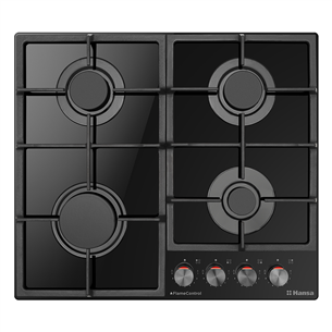 Hansa, width 59 cm, black - Built-in gas hob