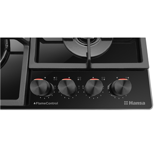 Hansa, width 59 cm, black - Built-in gas hob