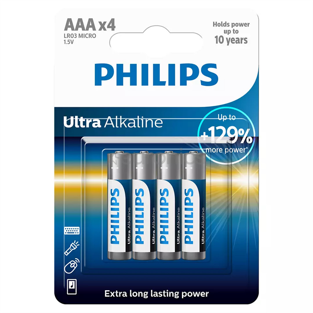 Philips Ultra Alkaline, AAA, 4 gab. - Baterijas