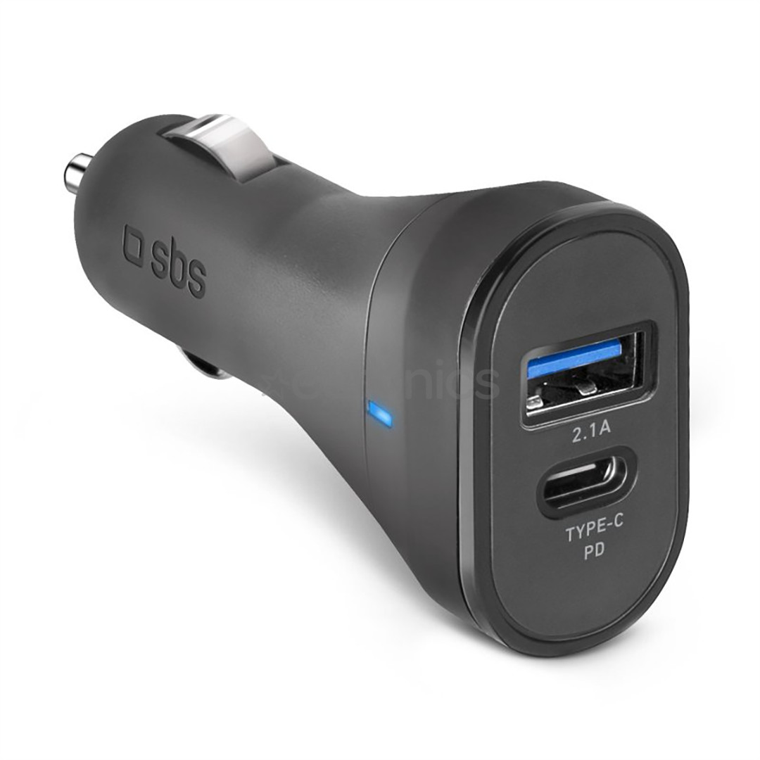 SBS, USB-A, USB-C, 10 W, melna - Auto lādētājs