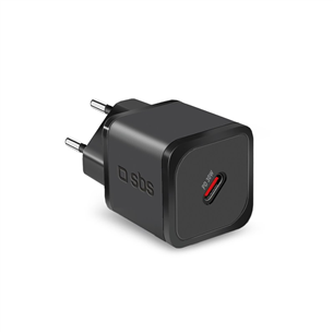 SBS Mini Wall Charger, USB-C, 30 W, melna - Lādētājs