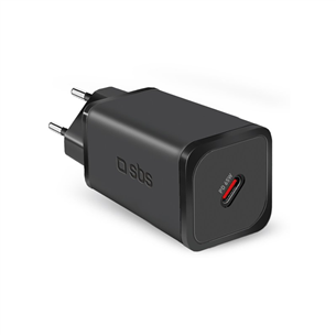 SBS Mini Wall Charger, USB-C, 65 W, melna - Lādētājs